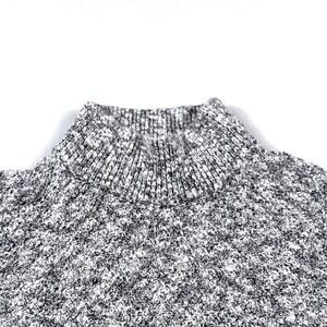 LL Bean Signature Cotton/Linen Ragg Black Slate Marled Knit Mock Neck Sweater S